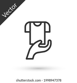 Graue Linie Kleidung Spendersymbol einzeln auf weißem Hintergrund.  Vektorgrafik