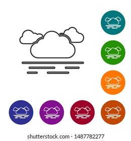Grey line Cloud icon isolated on white background. Set icons in color circle buttons. Vector Illustration