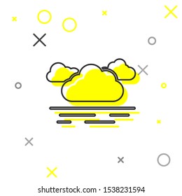 Grey line Cloud icon isolated on white background.  Vector Illustration