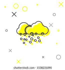 Grey line Cloud with snow icon isolated on white background. Cloud with snowflakes. Single weather icon. Snowing sign.  Vector Illustration