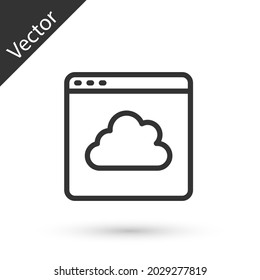 Grey line Cloud technology data transfer and storage icon isolated on white background.  Vector