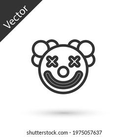 Grey line Clown head icon isolated on white background.  Vector