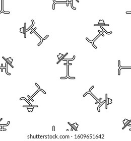 Grey line Coat stand icon isolated seamless pattern on white background.  Vector Illustration