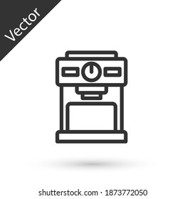 Grey line Coffee machine icon isolated on white background.  Vector