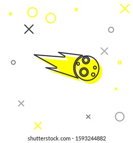 Grey line Comet falling down fast icon isolated on white background.  Vector Illustration