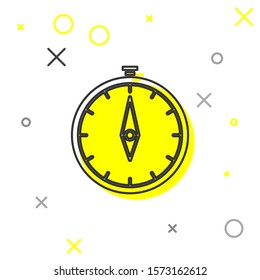 Grey line Compass icon isolated on white background. Windrose navigation symbol. Wind rose sign.  Vector Illustration