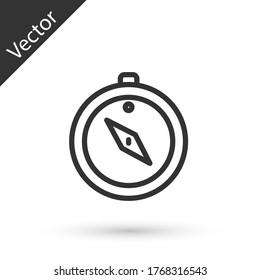 Grey line Compass icon isolated on white background. Windrose navigation symbol. Wind rose sign. Vector