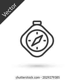 Grey line Compass icon isolated on white background. Windrose navigation symbol. Wind rose sign.  Vector