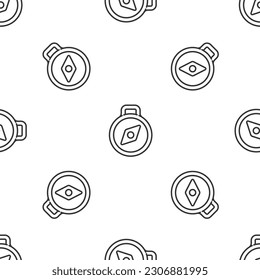 Grey line Compass icon isolated seamless pattern on white background. Windrose navigation symbol. Wind rose sign.  Vector Illustration