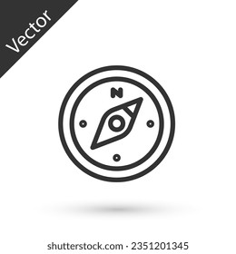 Grey line Compass icon isolated on white background. Windrose navigation symbol. Wind rose sign.  Vector