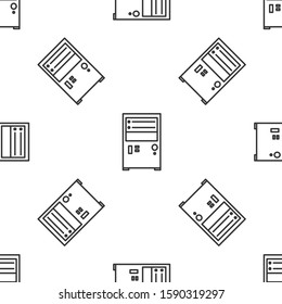 Grey line Computer icon isolated seamless pattern on white background. PC component sign.  Vector Illustration