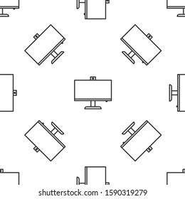 Grey line Computer monitor icon isolated seamless pattern on white background. PC component sign.  Vector Illustration