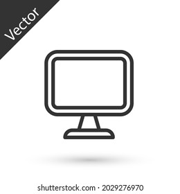 Grey line Computer monitor screen icon isolated on white background. Electronic device. Front view.  Vector
