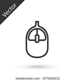 Grey line Computer mouse icon isolated on white background. Optical with wheel symbol. Vector