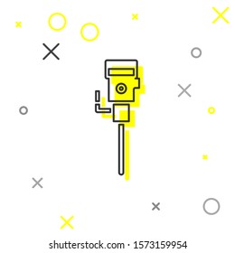 Grey line Construction jackhammer icon isolated on white background.  Vector Illustration
