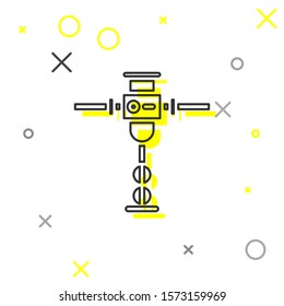 Grey line Construction jackhammer icon isolated on white background.  Vector Illustration