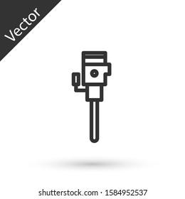 Grey line Construction jackhammer icon isolated on white background.  Vector Illustration