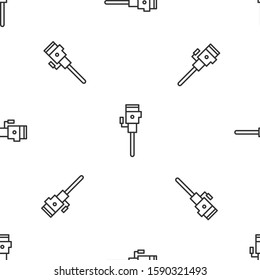 Grey line Construction jackhammer icon isolated seamless pattern on white background.  Vector Illustration