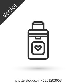 Grey line Cooler box for human organs transportation icon isolated on white background. Organ transplantation concept. Organ container.  Vector Illustration