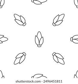 Grey line Corn icon isolated seamless pattern on white background.  Vector