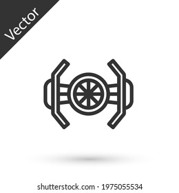 Grey line Cosmic ship icon isolated on white background. Vector