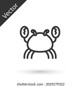Grey line Crab icon isolated on white background.  Vector