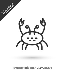 Grey line Crab icon isolated on white background.  Vector