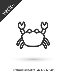 Grey line Crab icon isolated on white background.  Vector