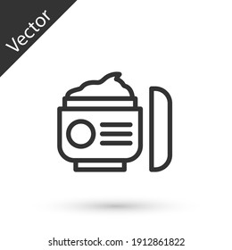 Grey line Cream or lotion cosmetic tube icon isolated on white background. Body care products for woman. Vector.