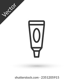 Grey line Cream or lotion cosmetic tube icon isolated on white background. Body care products for men.  Vector Illustration