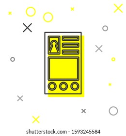 Grey line Create account screen icon isolated on white background.  Vector Illustration