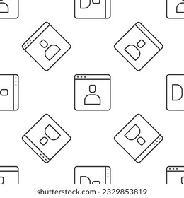 Grey line Create account screen icon isolated seamless pattern on white background.  Vector