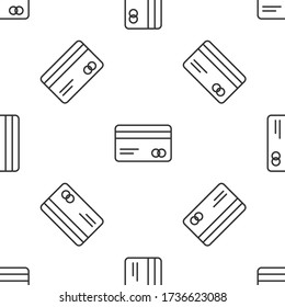 Grey line Credit card icon isolated seamless pattern on white background. Online payment. Cash withdrawal. Financial operations. Shopping sign. Vector Illustration