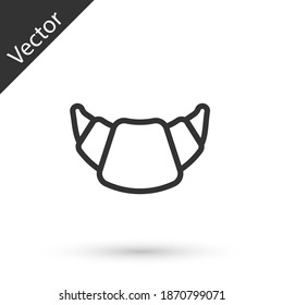 Grey line Croissant icon isolated on white background. Vector.
