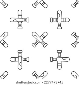 Grey line Crossed baseball bat icon isolated seamless pattern on white background.  Vector
