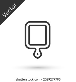 Grey line Cutting board icon isolated on white background. Chopping Board symbol.  Vector