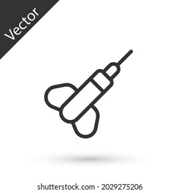 Grey line Dart arrow icon isolated on white background.  Vector