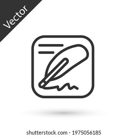 Grey line Declaration of independence icon isolated on white background. Vector
