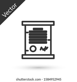 Grey line Decree, paper, parchment, scroll icon icon isolated on white background.  Vector Illustration