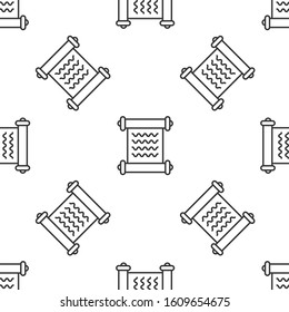 Grey line Decree, paper, parchment, scroll icon icon isolated seamless pattern on white background.  Vector Illustration
