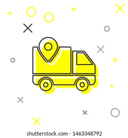 Grey line Delivery tracking icon isolated on white background. Parcel tracking.  Vector Illustration