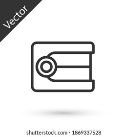 Icono del modelo de Dentures de línea gris aislado en fondo blanco. Concepto dental. Vector.