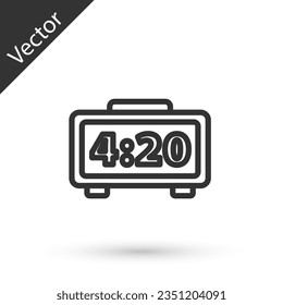 Icono de despertador digital de línea gris aislado en fondo blanco. Reloj de alarma de reloj electrónico. Icono de tiempo.  Ilustración vectorial