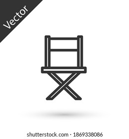 Grey line Director movie chair icon isolated on white background. Film industry. Vector.