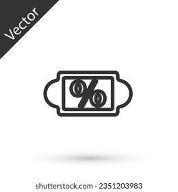 Grey line Discount percent tag icon isolated on white background. Shopping tag sign. Special offer sign. Discount coupons symbol.  Vector Illustration