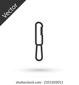 Línea gris Icono de cuchillo plástico desechable aislado en fondo blanco.  Ilustración vectorial