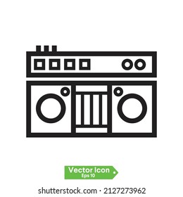 Grey line DJ remote for playing and mixing music icon isolated on white background. DJ mixer complete with vinyl player and remote control. Vector.
