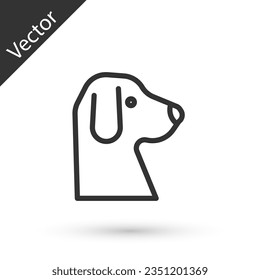 Grey line Dog icon isolated on white background.  Vector