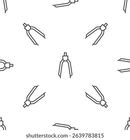 Grey line Drawing compass icon isolated seamless pattern on white background. Compasses sign. Drawing and educational tools. Geometric instrument.  Vector