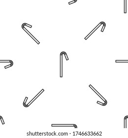 Grey line Drinking plastic straw icon isolated seamless pattern on white background. Vector Illustration